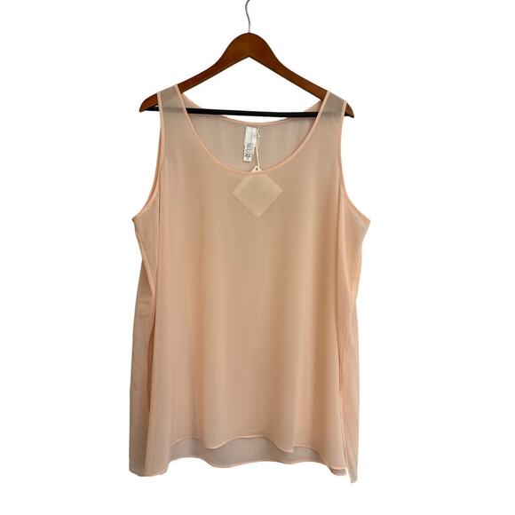 Women’s Wynne Layers Size 1X Peach Pink Sheer Tank Top. - Picture 1 of 3